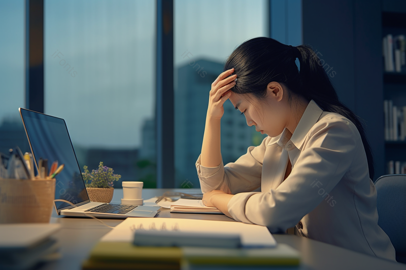 加班疲惫的职场女性室内摄影实拍,高清,摄影图,摄影图片,图片大全,摄影图免费下载